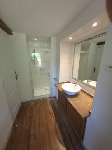Lavabo et douche Chambre1
